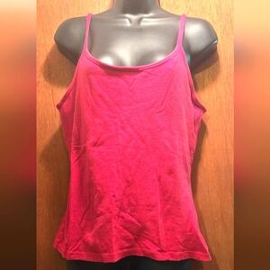 Moda International cherry red tank top built-in shelf bra szM